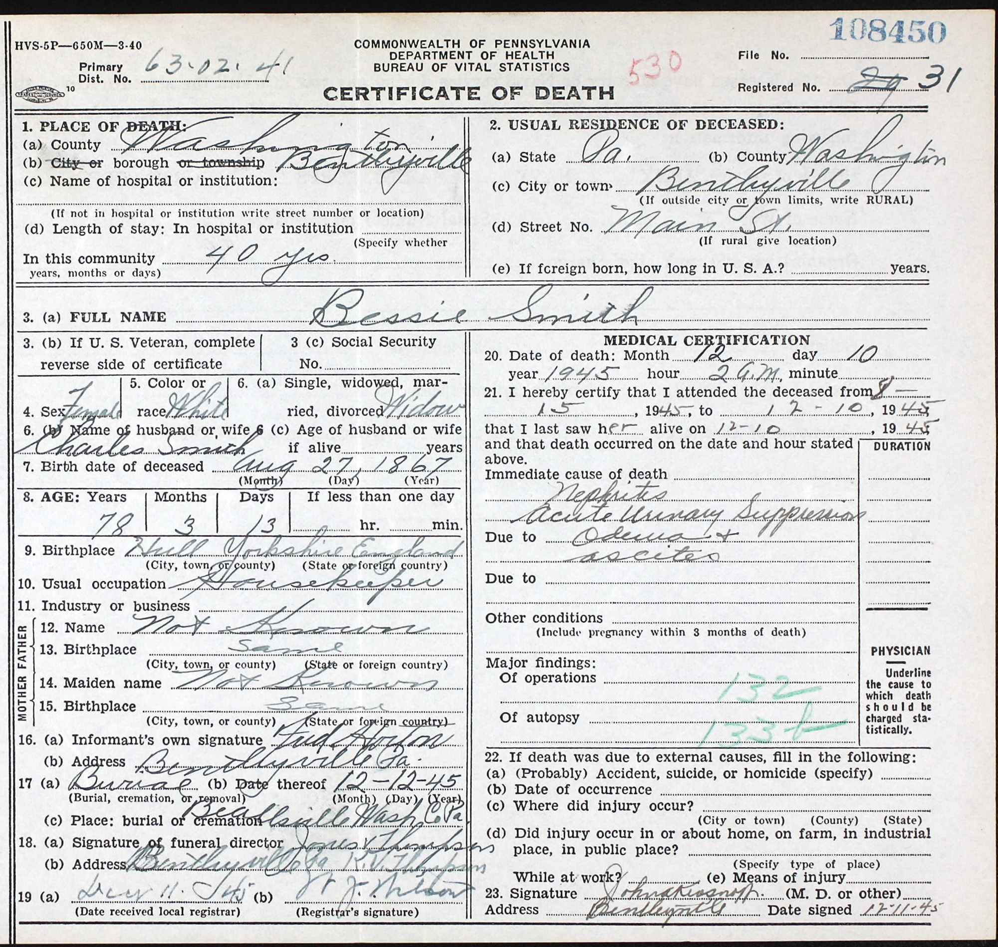 death certificate